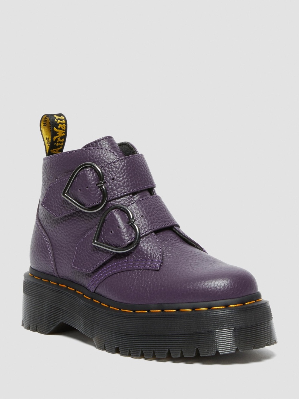 Dr Marten's Devon Heart Purple Leather Platform Boots Size 9